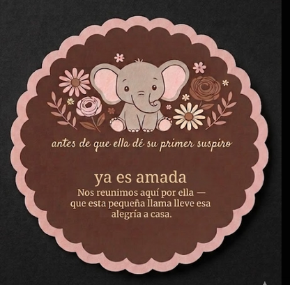 Baby Elephant Girl Baby Shower Candle Favors | Set of 10 | Pink Glass Jar | Personalized Candles | English & Spanish