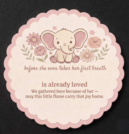 Baby Elephant Girl Baby Shower Candle Favors | Set of 10 | Pink Glass Jar | Personalized Candles | English & Spanish