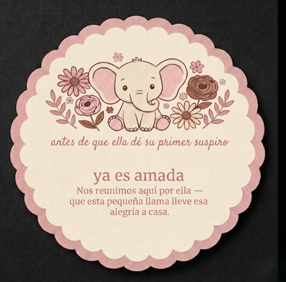 Baby Elephant Girl Baby Shower Candle Favors | Set of 10 | Pink Glass Jar | Personalized Candles | English & Spanish