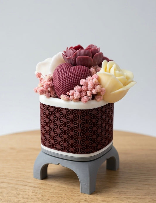 Wax Flower Arrangement — Small | Burgundy and White
