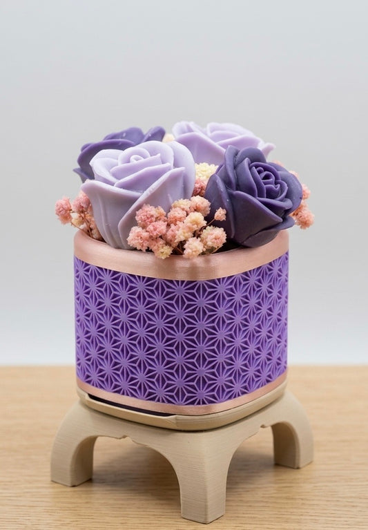 Wax Flower Arrangement — Small | Purple & Rose Gold - Roses Collection