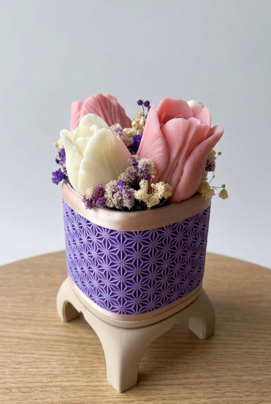 Wax Flower Arrangement — Small | Purple & Rose Gold | Tulip Collection