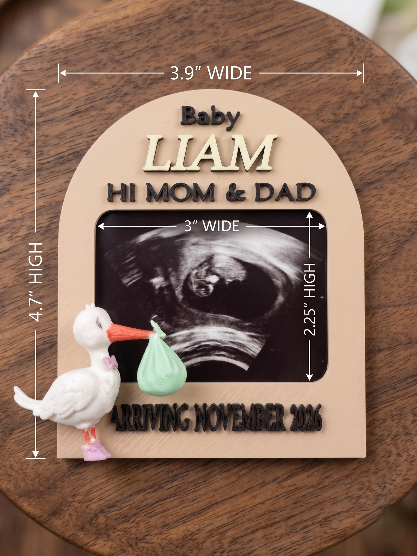 Personalized Ultrasound Fridge Magnet Frame | Custom Sonogram Pregnancy Announcement Keepsake, Baby Reveal Gift for Grandparents