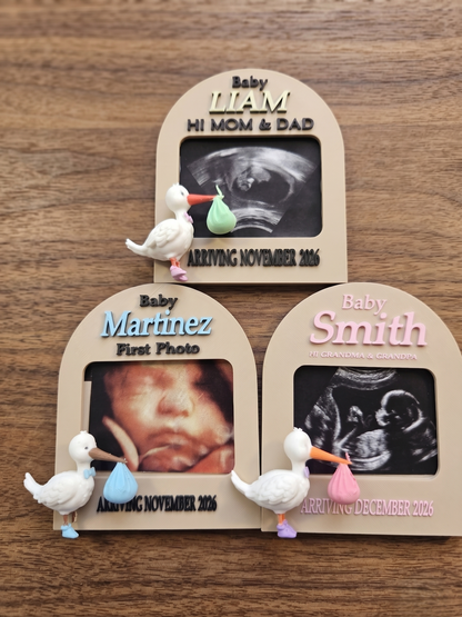 Personalized Ultrasound Fridge Magnet Frame | Custom Sonogram Pregnancy Announcement Keepsake, Baby Reveal Gift for Grandparents