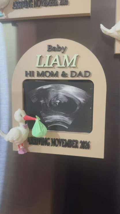 Personalized Ultrasound Fridge Magnet Frame | Custom Sonogram Pregnancy Announcement Keepsake, Baby Reveal Gift for Grandparents
